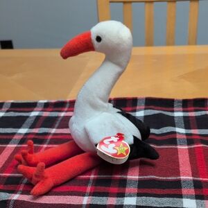 Ty Plush "Stilts" Stork with Intact Tags and Tag Errors